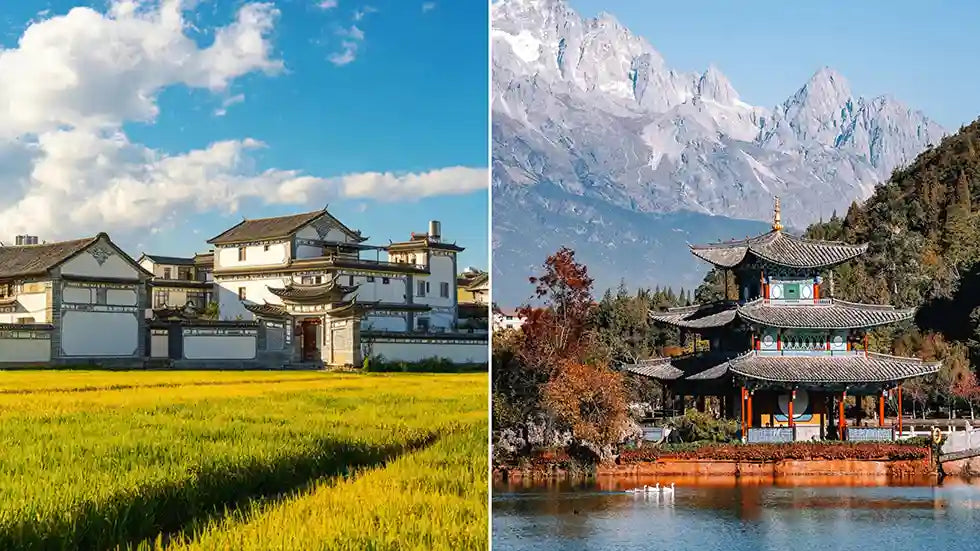 Xizhou bai village and Lijiang mountain views in Yunnan