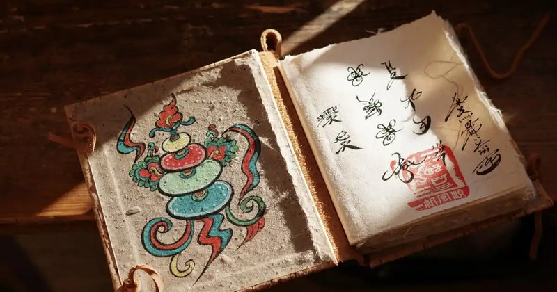 Ancient Dongba pictographic writing of the Naxi people in Lijiang.